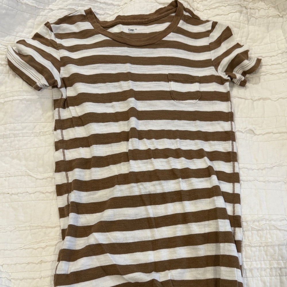Gap slim fit t-shirt brown and white striped XS